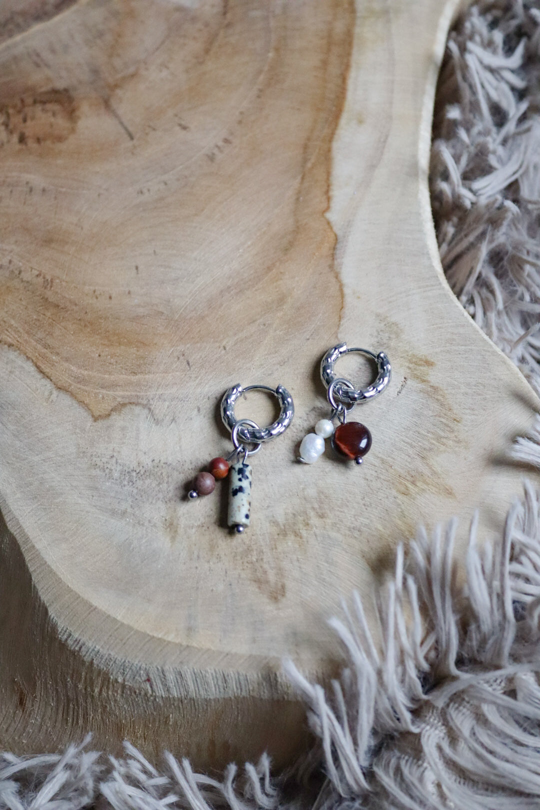 Oorbellen bordeaux zilver