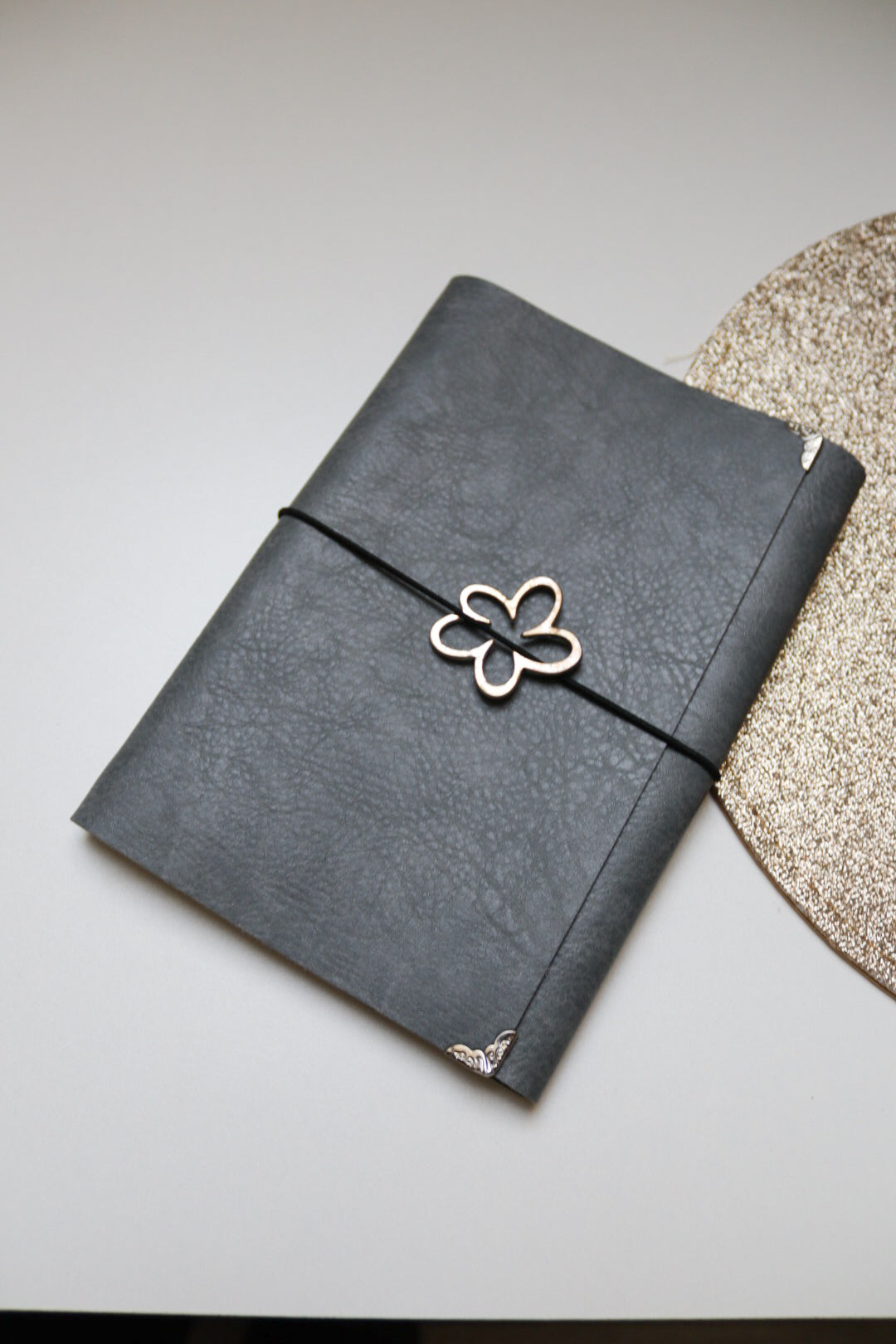 Journal grijs zilver bloem