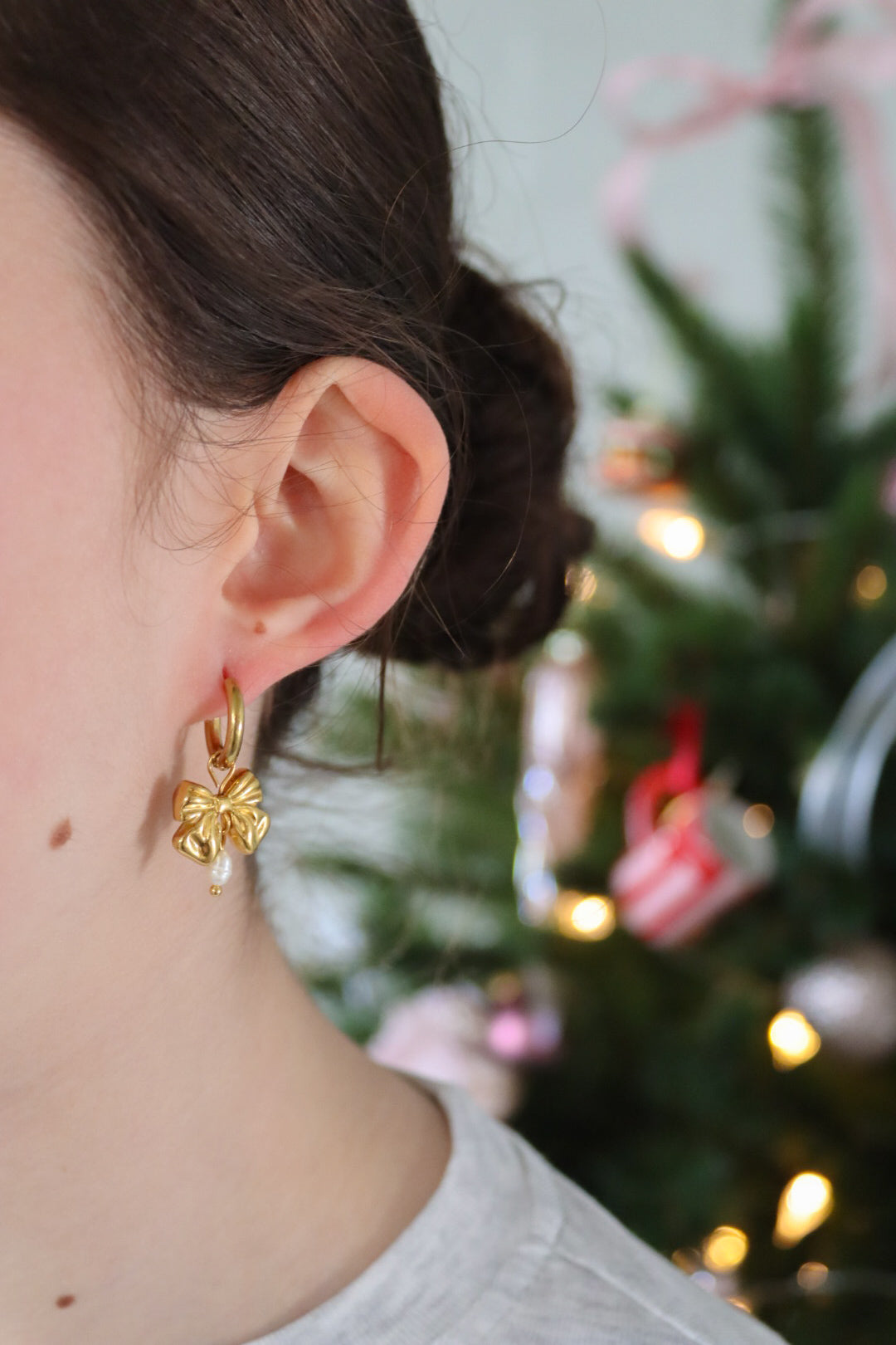 Oorbellen strik zoetwaterparel