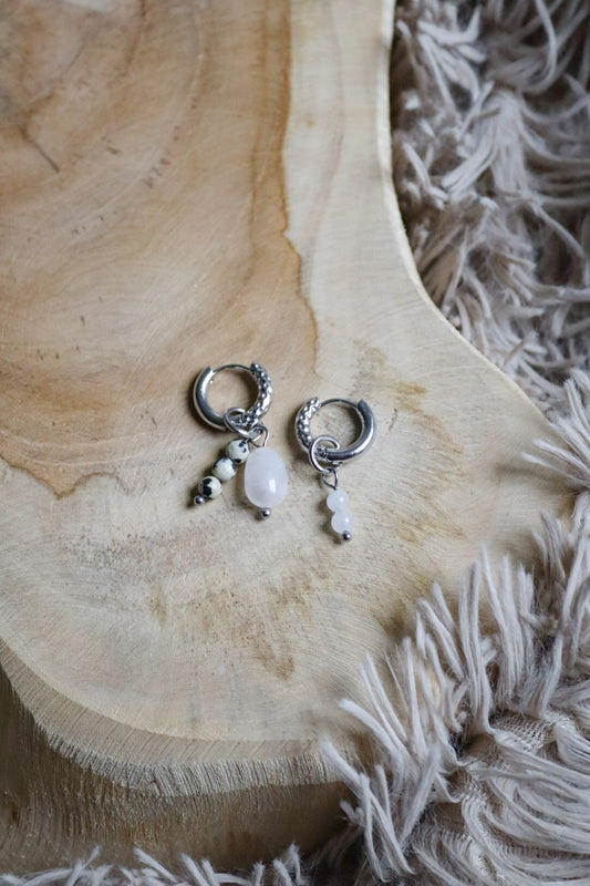 Oorbellen roos zilver