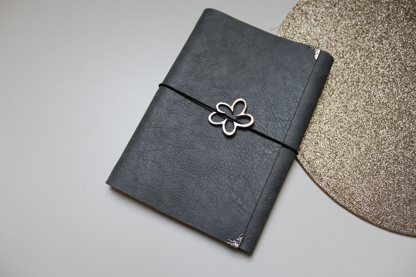 Journal grijs zilver bloem