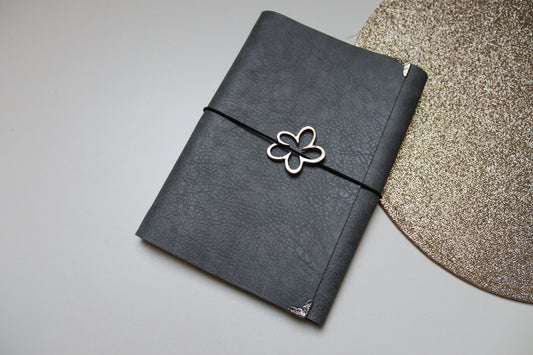 Journal grijs zilver bloem