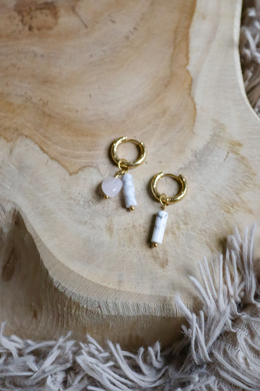 Oorbellen marmer roos