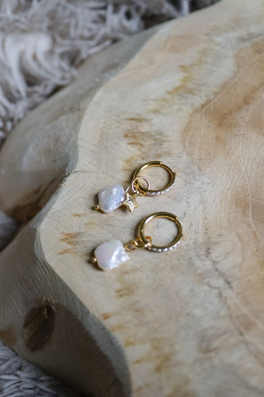 Oorbellen zoetwaterparel sparkle